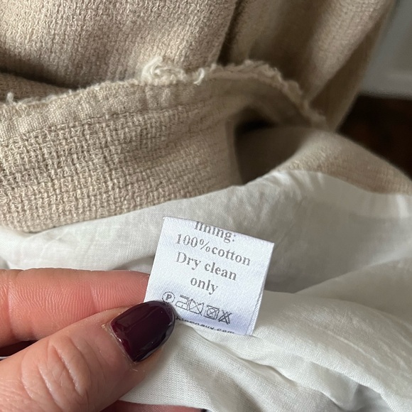 Something Navy Paula puff-shoulder linen blend blazer, Size L - Picture 5 of 6